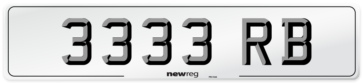 3333 RB Number Plate from New Reg